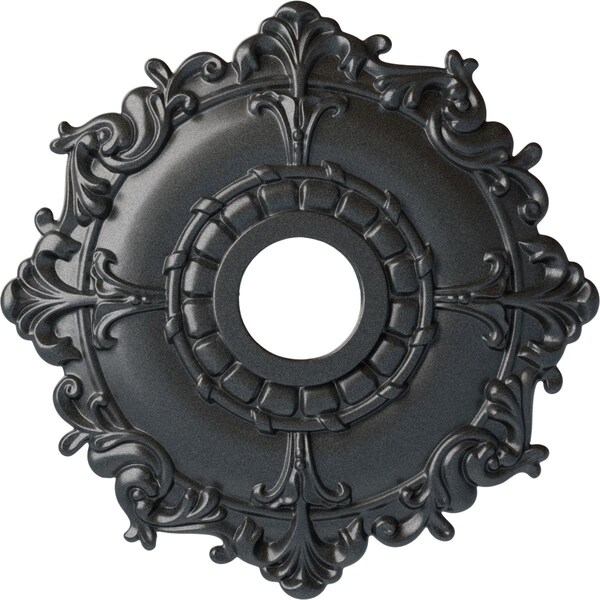 Ekena Millwork Riley Ceiling Medallion (Fits Canopies up to 4 5/8"), Hnd-Painted Pewter, 18"OD x 3 1/2"ID x 1 1/2"P CM18RLPES - main